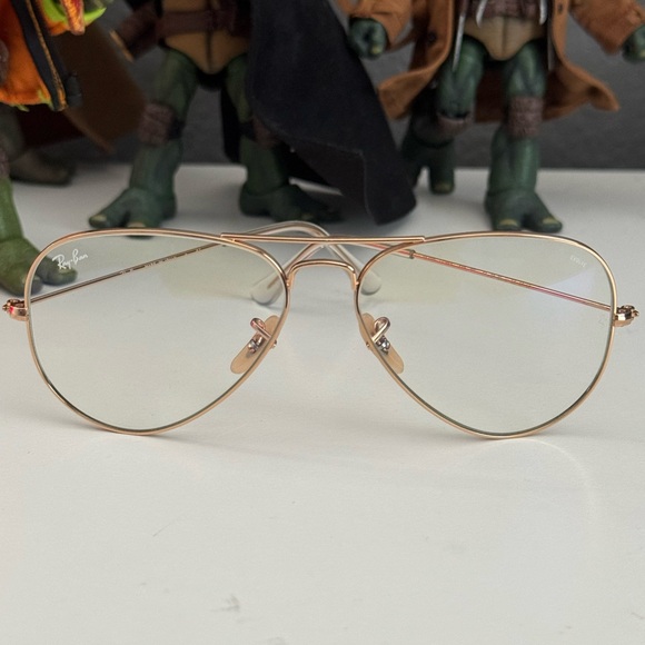 Ray-Ban Aviator Matte Gold Frame Clear Sunglasses 58-14 - Picture 2 of 14